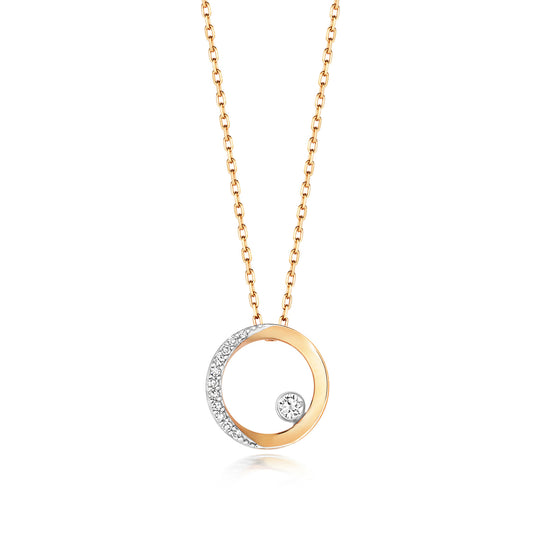9K Yellow Gold Diamond Circle Necklace