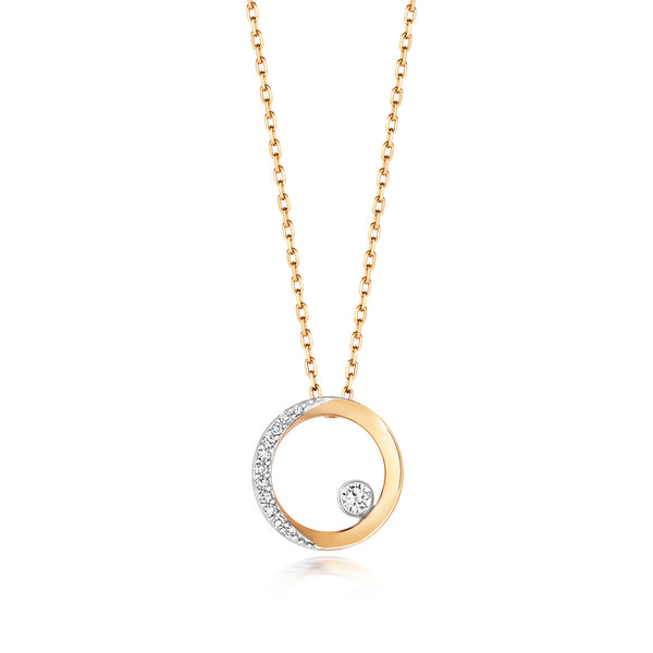 9K Yellow Gold Diamond Circle Necklace