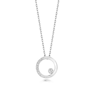 9K White Gold Diamond Circle Necklace