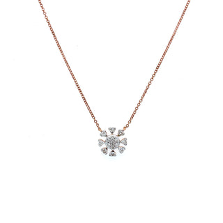 18K Rose Gold 0.30ct Diamond Snowflake Necklace