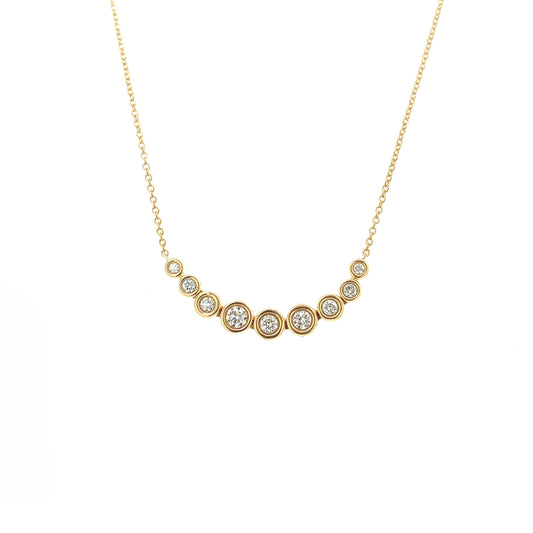 18K Yellow Gold 0.32ct Diamond Bubble Row Necklace