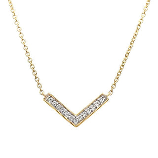 18K Yellow Gold Diamond Wishbone Necklace