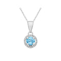 9K White Gold Blue Topaz & Diamond Pendant
