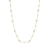 9K Yellow Gold Freshwater Pearl & Diamond Chain Necklace /20