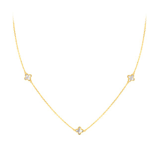 9K Yellow Gold 3 Mother Of Pearl Petal Necklace
