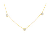9K Yellow Gold 3 Mother Of Pearl Heart Necklace/ 16+1"