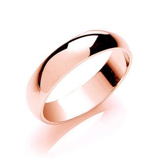 5mm Plain D-shape Wedding Band 18ct Rose J