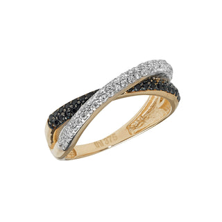 9ct Yellow Gold CZ Crossover Ring