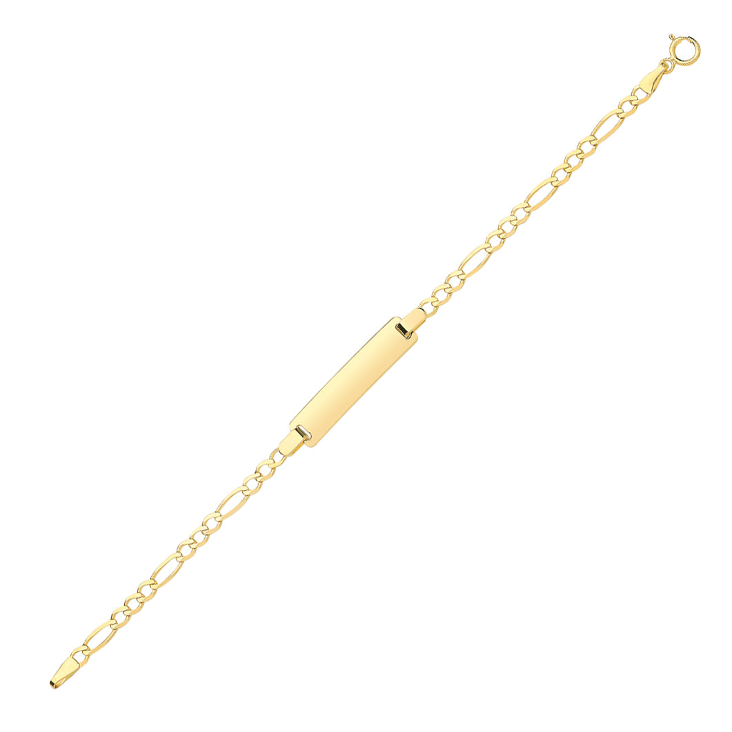 9K Yellow Gold Children's Figaro ID Bracelet 6"