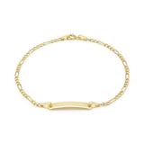 9K Yellow Gold Figaro Chain ID Bracelet 7"