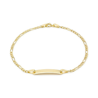 9K Yellow Gold Figaro Chain ID Bracelet 7"