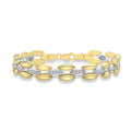 9K 2 Colour Gold Cubic Zirconia Oval Link Bracelet 7.5"