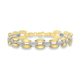 9K 2 Colour Gold Cubic Zirconia Oval Link Bracelet 7.5"