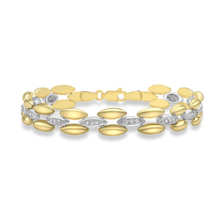 9K 2 Colour Gold Cubic Zirconia Oval Link Bracelet 7.5"