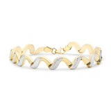 9K Yellow Gold Wave Link Bracelet 7.5"