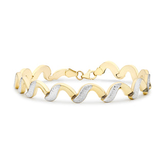 9K Yellow Gold Wave Link Bracelet 7.5"