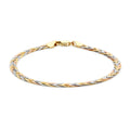 9K 3 Colour Woven Herringbone Bracelet 7"