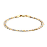 9K 3 Colour Woven Herringbone Bracelet 7"