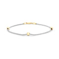 9K 2 Colour Gold Beaded Snake Chain Bracelet 7"