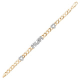 9K Yellow Gold Cubic Zirconia Mum Bracelet 7.5"