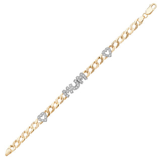 9K Yellow Gold Cubic Zirconia Mum Bracelet 7.5"
