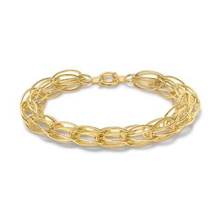 9K Yellow Gold Double Link Basket Bracelet 7.5"