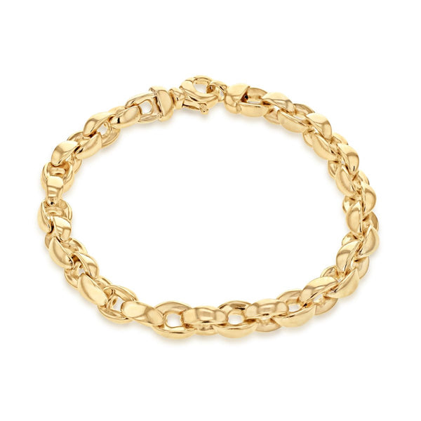 9K Yellow Gold 6.6mm Belcher Bracelet 8"