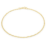 9K Yellow Gold Fine Twist Curb Chain Anklet/Bracelet 9"