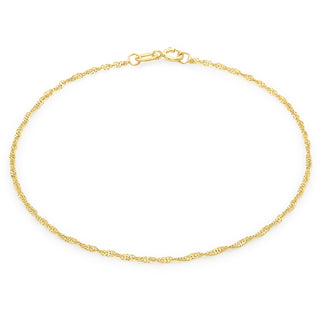 9K Yellow Gold Fine Twist Curb Chain Anklet/Bracelet 9"
