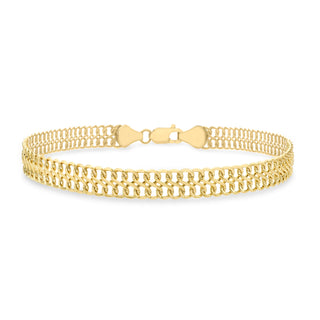 9K Yellow Gold 6.5mm Double Curb Bracelet 7.5"