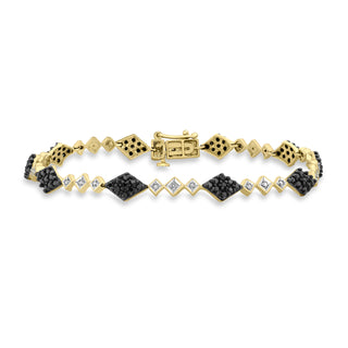 9K Yellow Gold 1.00ct Black & White Diamond Bracelet 7.5"