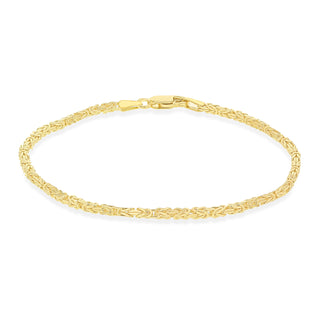 9K Yellow Gold Square Byzantine Chain Bracelet 7.5"