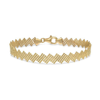 9K Yellow Gold Zig-Zag Dot Bracelet 7.5"