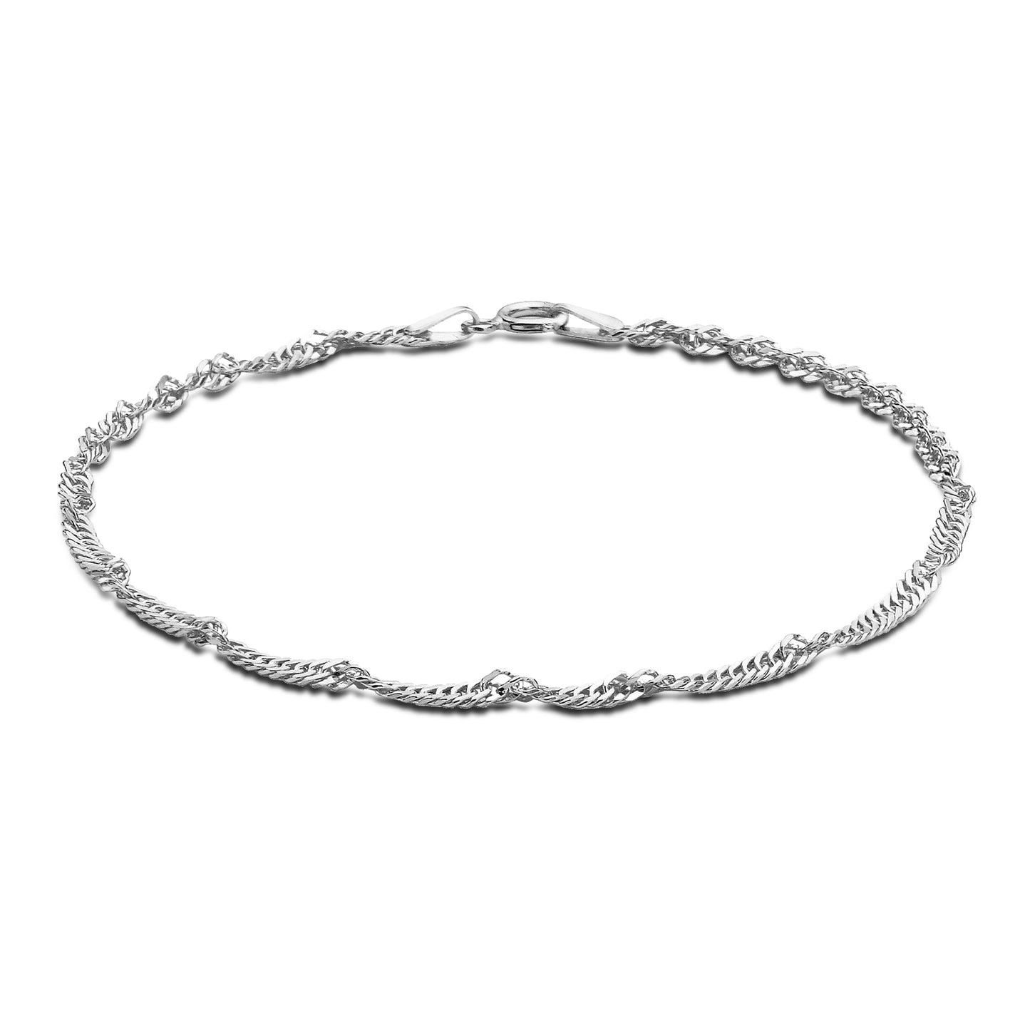 Sterling Silver Twist Curb Anklet 9"