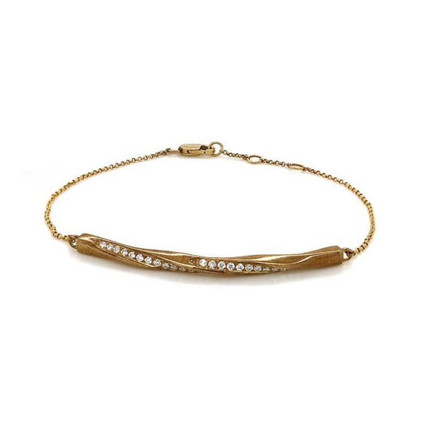 9K Yellow Gold Diamond Set Bar Bracelet