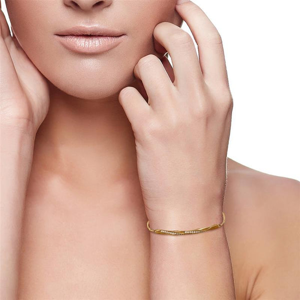 9K Yellow Gold Diamond Set Bar Bracelet