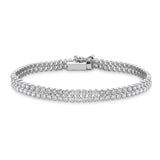 9K White Gold Cubic Zirconia Two Row Tennis Bracelet 7"