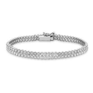 9K White Gold Cubic Zirconia Two Row Tennis Bracelet 7"