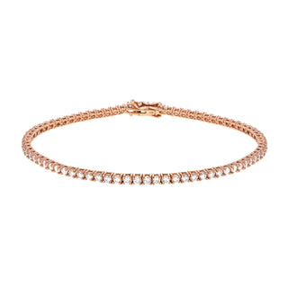 9K Rose Gold Cubic Zirconia Tennis Bracelet 7.5"