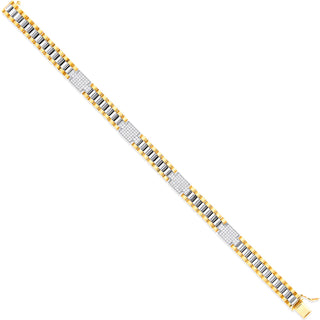 9K 2 Colour Gold Cubic Zirconia Watch Strap Bracelet 8"