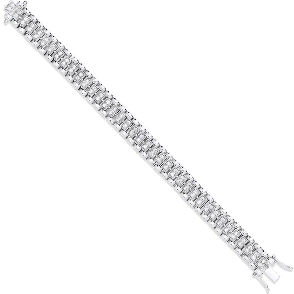 9K White Gold Cubic Zirconia Watch Strap Bracelet 6"