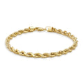 9K Yellow Gold 4mm Rope Chain Bracelet 7.5"