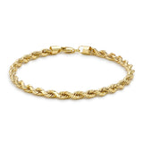 9K Yellow Gold 4mm Rope Chain Bracelet 7.5"