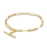 9K Yellow Gold Figaro Belcher Charm Bracelet 7.5"