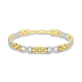 9K 2-Coloured Gold CZ Link Bracelet