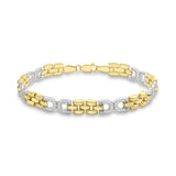 9K 2-Coloured Gold CZ Link Bracelet