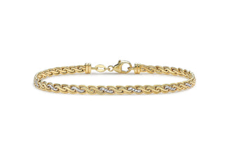 9ct 2 Colour Gold Diamond Cut Spiga Chain Bracelet 7.5"