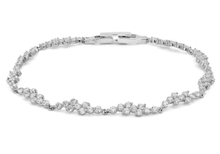 9ct White Gold CZ Wave Bracelet 7.5"