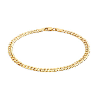 9K Yellow Gold 4.1mm Flat Double Curb Bracelet 7.5"