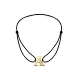9K Yellow Gold Cubic Zirconia 'A' Initial Cord Bracelet